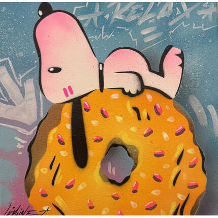 Painting Snoopy aime les donuts by Lemoine Mael | Painting Pop-art Acrylic, Graffiti Pop icons