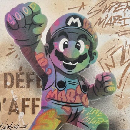 Painting Mario Bross by Lemoine Mael | Painting Pop-art Acrylic, Graffiti Pop icons