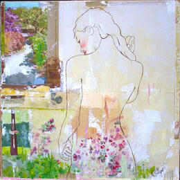 Painting MIROIR by Sablyne | Painting Raw art Acrylic, Ink, Wood