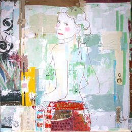 Painting PURPLE EYES by Sablyne | Painting Raw art Acrylic, Ink, Wood