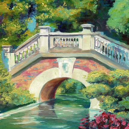Gemälde En face du pont, Parc Monceau von Piffard Cédric | Gemälde Figurativ Öl Alltagsszenen, Architektur, Pop-Ikonen, Urban