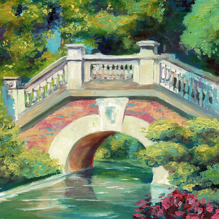 Gemälde En face du pont, Parc Monceau von Piffard Cédric | Gemälde Figurativ Öl Alltagsszenen, Architektur, Pop-Ikonen, Urban
