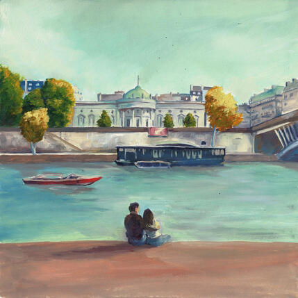 Painting Romance sur les quais by Piffard Cédric | Painting