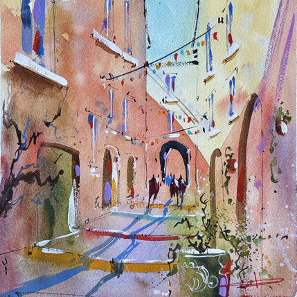 Peinture La rue du bras de fer en fleur  par Bailly Kévin  | Tableau