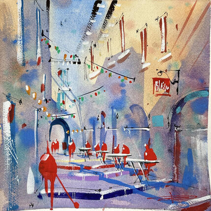 Peinture Reflets bleutés de la rue du bras de fer  par Bailly Kévin  | Tableau
