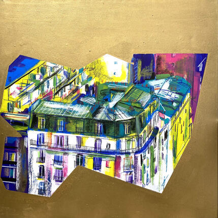 Painting Extérieur jour 1 by Anicet Olivier | Painting Figurative Acrylic, Pastel Architecture, Urban