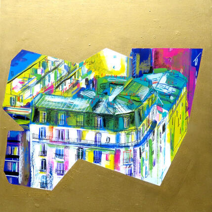 Painting Extérieur jour 1 by Anicet Olivier | Painting Figurative Acrylic, Pastel Architecture, Urban