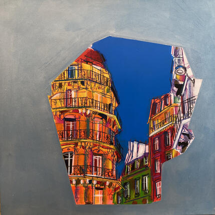 Painting Extérieur jour 2 by Anicet Olivier | Painting Figurative Acrylic, Pastel Architecture, Urban