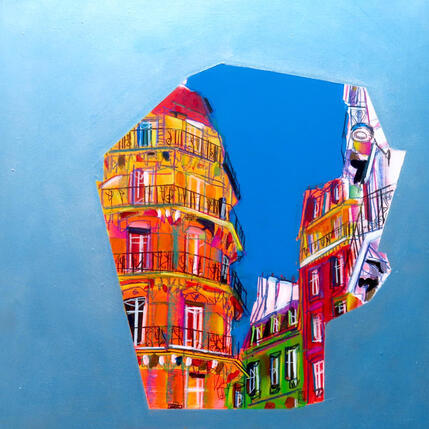Painting Extérieur jour 2 by Anicet Olivier | Painting Figurative Acrylic, Pastel Architecture, Urban