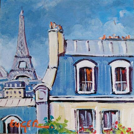 Peinture FENETRE AVEC VUE SUR LA TOUR EIFFEL par Euger | Tableau