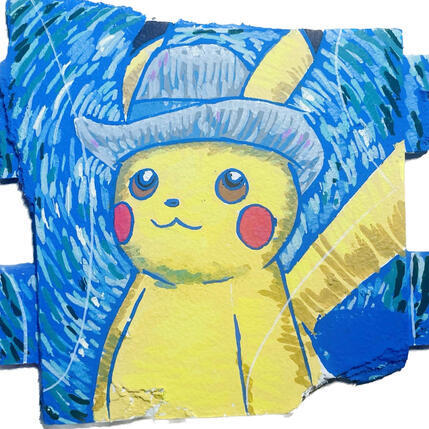 Painting pika pika by Revel | Painting Pop-art Acrylic, Upcycling Pop icons