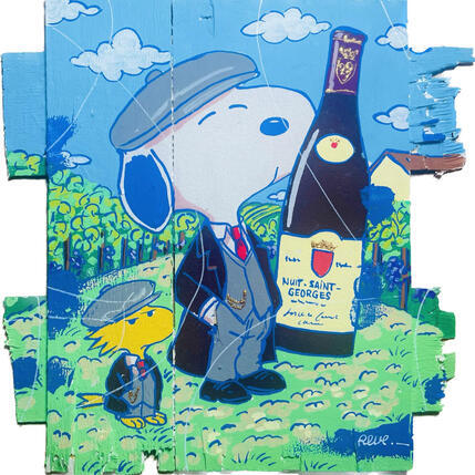 Peinture Snoopy Nuit Saint Georges par Revel | Tableau Pop-art Icones Pop