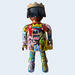 Skulptur PLAYMOBIL XXL BASQUIAT 63cm avec sa bombe graffiti von Frany La Chipie | Skulptur Pop-Art Pop-Ikonen Graffiti Posca