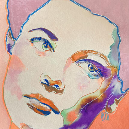 Painting Regarde mon bonheur by Coco | Painting Figurative Acrylic Pop icons, Portrait