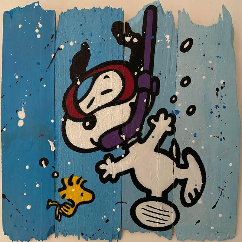 Peinture F4 Plongée en duo par Marie G. | Tableau Pop-art Icones Pop Bois Acrylique