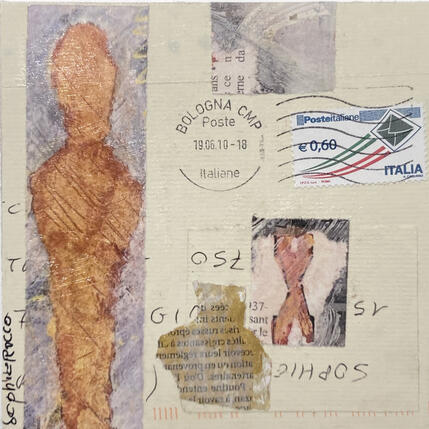 Painting Courrier d'Italie by Rocco Sophie | Painting Raw art Acrylic, Gluing, Sand