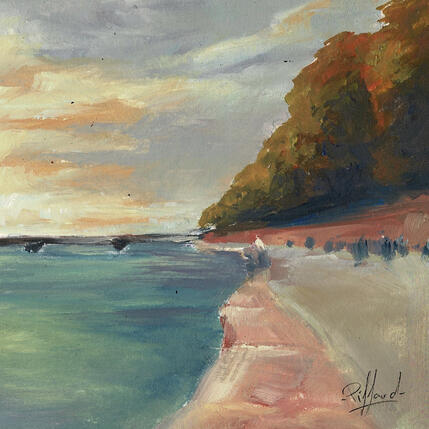 Peinture Réflexion en bord de Garonne par Piffard Cédric | Tableau Figuratif Huile Architecture, Scènes de vie, Urbain