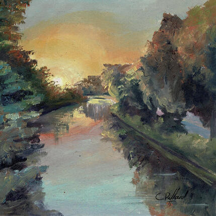 Peinture Canal du Midi par Piffard Cédric | Tableau Figuratif Huile Architecture, Scènes de vie, Urbain