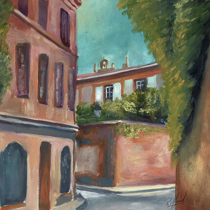 Peinture Au coin de Merlane par Piffard Cédric | Tableau Figuratif Huile Architecture, Scènes de vie, Urbain