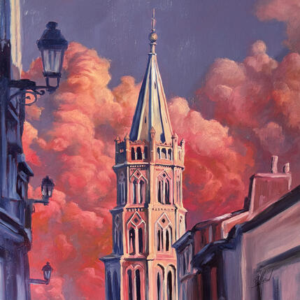 Peinture Nuages pourpres par Piffard Cédric | Tableau Figuratif Huile Architecture, Scènes de vie, Urbain