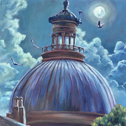 Peinture Ballet nocturne par Piffard Cédric | Tableau Figuratif Huile Architecture, Scènes de vie, Urbain