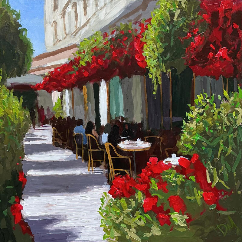 Painting The terrace in Red and Green by Murgatroyd Daniel | Painting