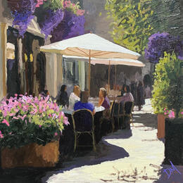 Painting The Cafe in Spring by Murgatroyd Daniel | Painting