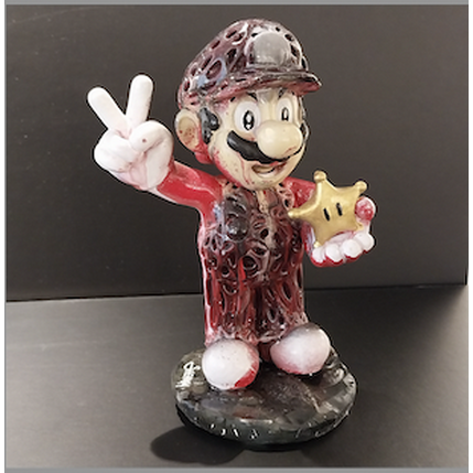 Skulptur Black red Mario classic von Shenoda | Skulptur Pop-Art Graffiti, Harz