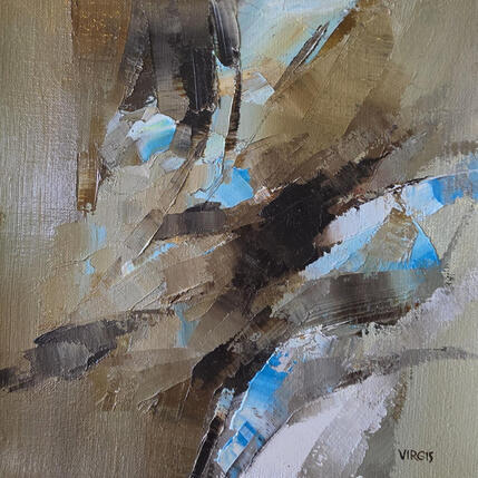 Peinture Autumn tree and crumbs of the sky  par Virgis | Tableau Abstrait Huile Minimaliste