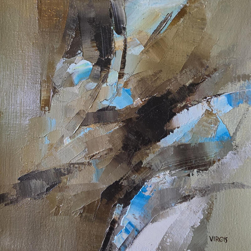 Peinture Autumn tree and crumbs of the sky par Virgis | Tableau Abstrait Minimaliste Huile