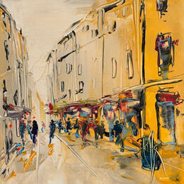 Peinture Rue étroite par Raffin Christian | Tableau Figuratif Huile Urbain