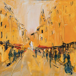 Peinture Vers 14h par Raffin Christian | Tableau Figuratif Huile Urbain