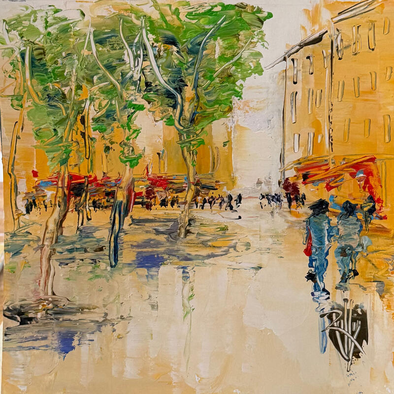 Painting Place ombragée by Raffin Christian | Painting Figurative Urban Oil