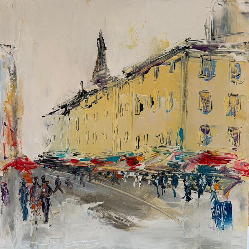 Painting Rue animée by Raffin Christian | Painting Figurative Urban Oil
