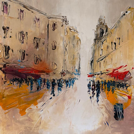 Peinture Vers 16h par Raffin Christian | Tableau Figuratif Huile Urbain