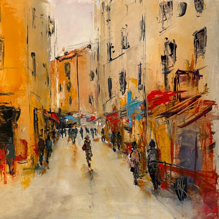 Painting Rue Frédéric Mistral by Raffin Christian | Painting Figurative Oil Urban