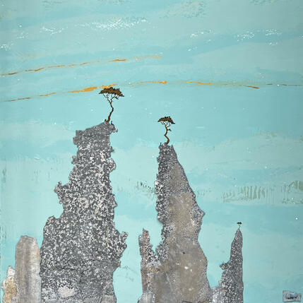 Peinture Think about to sai par Lemonnier | Tableau Matiérisme Acrylique, Zinc Paysages