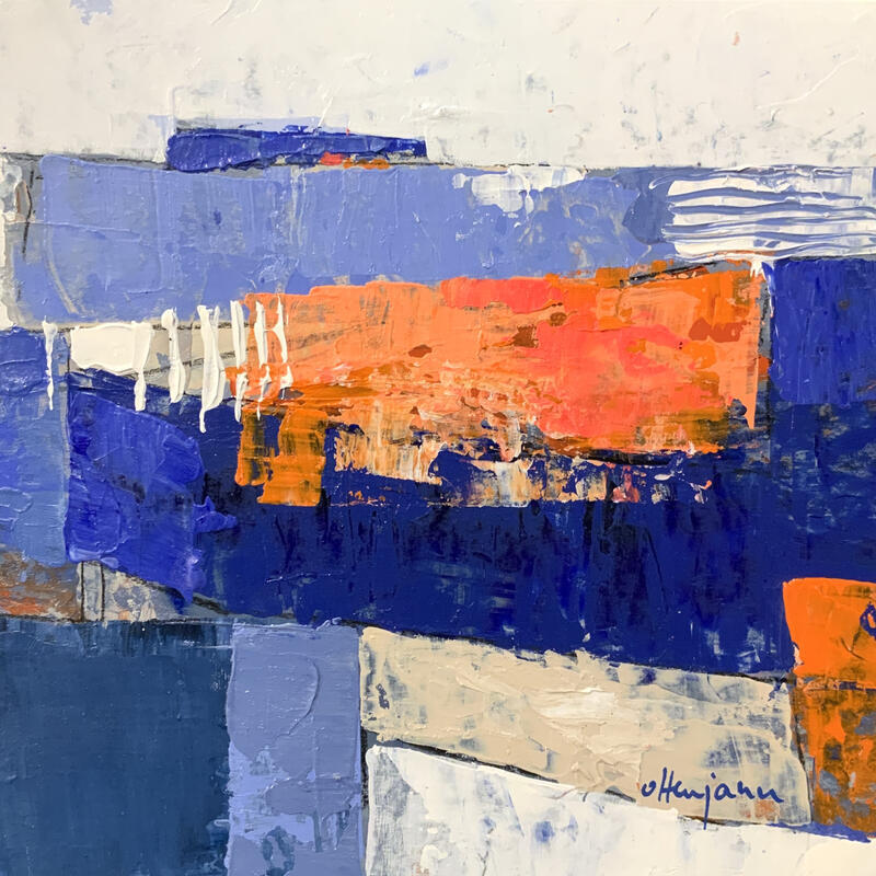 Painting Paysage bleu 3 by Ottenjann Andrea | Painting Abstract Landscapes Acrylic