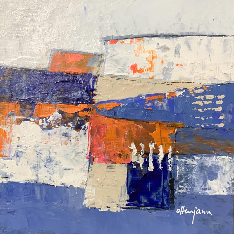 Painting Paysage bleu 4 by Ottenjann Andrea | Painting Abstract Landscapes Acrylic