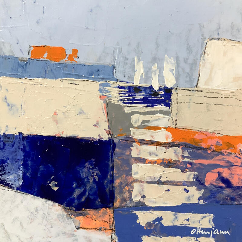 Peinture Paysage bleu 5 par Ottenjann Andrea | Tableau Abstrait Paysages Acrylique