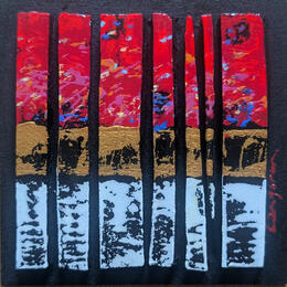 Peinture Bc7 rouge or blanc par Langeron Luc | Tableau Matiérisme Acrylique, Bois, Résine