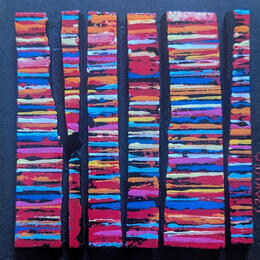 Peinture Bc6 fine rouge multi par Langeron Luc | Tableau Matiérisme Acrylique, Bois, Résine