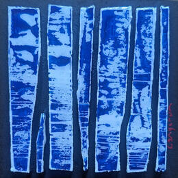 Peinture Bc7 noir blanc bleu par Langeron Luc | Tableau Matiérisme Acrylique, Bois, Résine