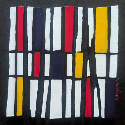 Peinture Bc7 hommage Mondrian par Langeron Luc | Tableau Matiérisme Acrylique, Bois, Résine