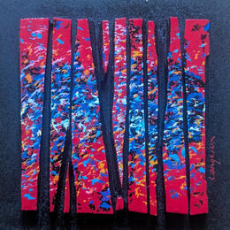 Peinture Bc10 impression rouge touche bleu blanc par Langeron Luc | Tableau Matiérisme Acrylique, Bois, Résine