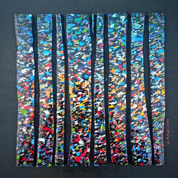 Gemälde Bc8 impression prairie von Langeron Luc | Gemälde Materialismus Acryl, Harz, Holz