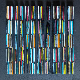 Gemälde Bc10 ligne multi bleu rouge mauve von Langeron Luc | Gemälde Materialismus Acryl, Harz, Holz