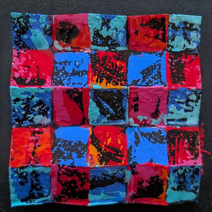 Painting Bc5 facette bleu rouge by Langeron Luc | Painting Subject matter Acrylic, Resin, Wood