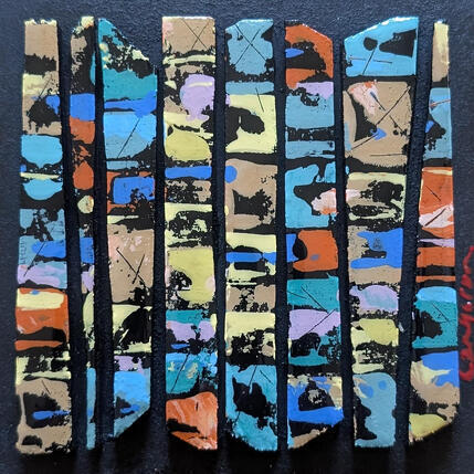 Painting Bc8 street vert ocre jaune by Langeron Luc | Painting Subject matter Acrylic, Resin, Wood