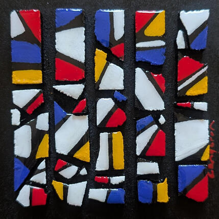 Painting Bc5 hommage Mondrian by Langeron Luc | Painting Subject matter Acrylic, Resin, Wood